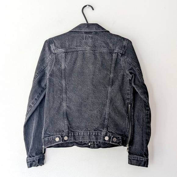 Gap 1969 Women's Black Jeans Jacket With Sides And Sleeves Zips ~ Size Small - Picture 8 of 12